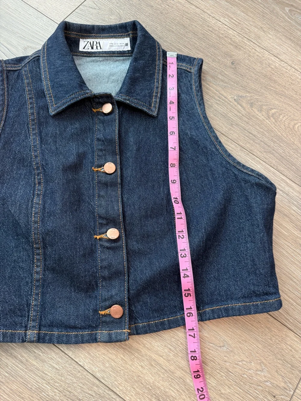 ZARA Cropped Dark Blue Denim Sleeveless Vest Size Medium